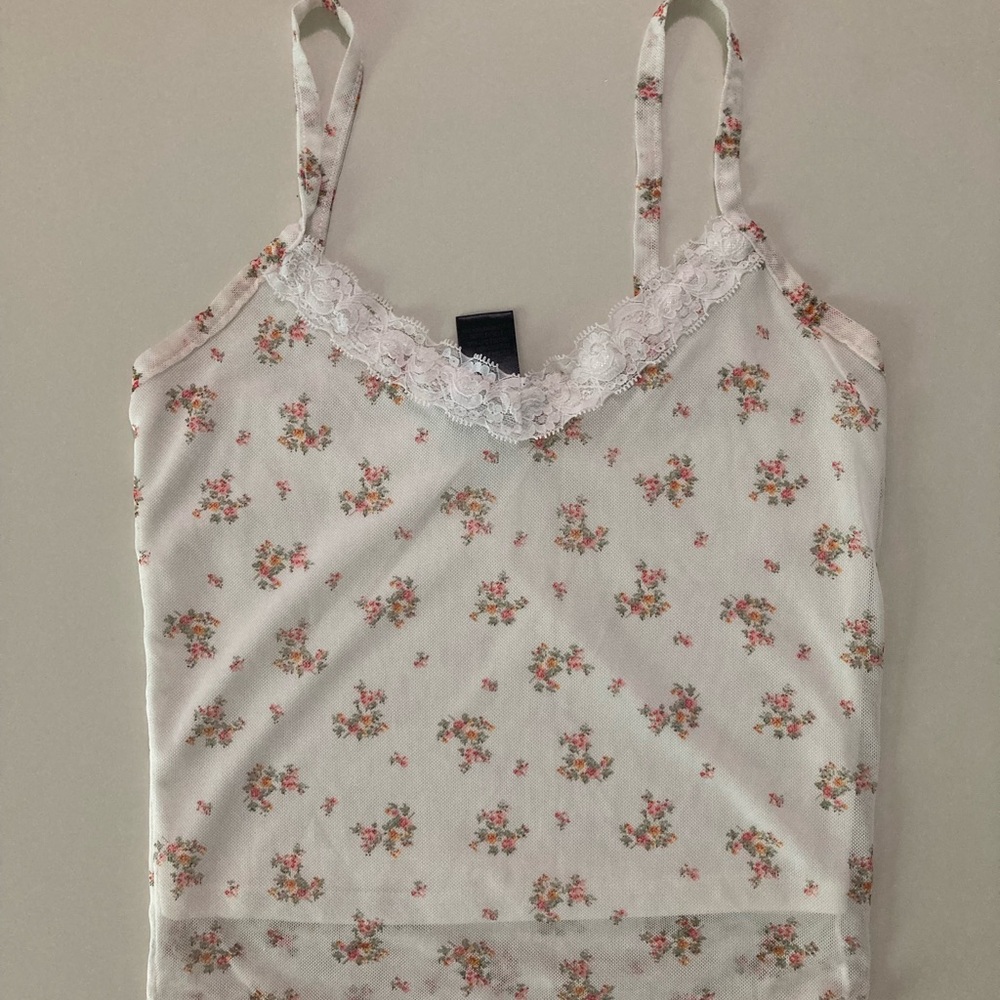 Floral Lace Trim Camisole Tank Top - NWOT